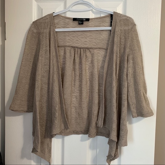 3 for $15 Forever 21 Beige Asymmetrical Cardigan - Picture 2 of 7